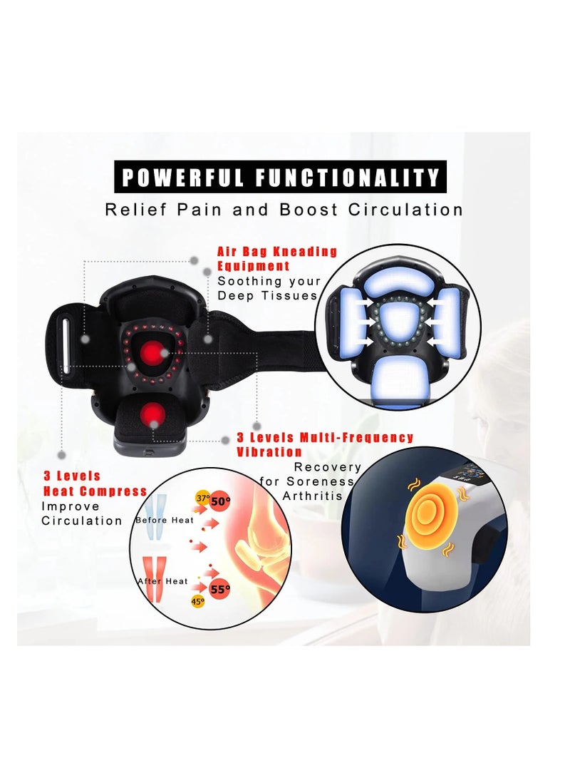 Knee Massager with Heat for Pain Relief Electric Cordless Vibration Knee Massage Device with Kneading for Arthritis and Joint Circulation Warmer Rechargeable - Image 3