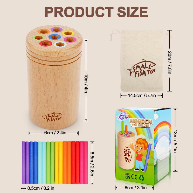 SMALL FISH Montessori Toys for 1-3 Year Old: Wooden Learning Color Sorting Toys for Toddlers Age 1 2 3, Fine Motor Developmental Infants Sensory Matching Games, Busy Board 18 month old Baby Boys Girls Gifts - Image 4