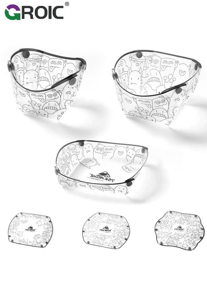 GROIC مجموعة أدوات المائدة المحمولة للتخييم 3 قطع، طبق قابل للطي، وعاء، كوب ماء، سهل التنظيف، خفيف الوزن، مقاوم للحرارة، قابل للطي، مادة غذائية للاستخدام في النزهات الخارجية - Image 1