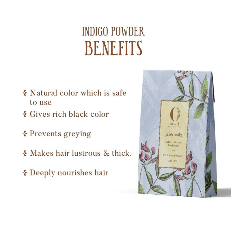 Ohria Ayurveda Organic Hair Color Indigo Powder Natural Vegan Hair Color and Conditioner Rich Black Color for HennaTreated Hair Suitable for All Hair Types Men Women 150g - Image 5