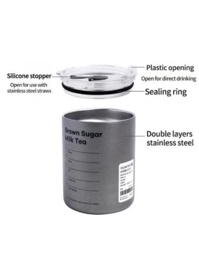 Stainless Steel Milk Cup Insulated Coffee Cup Double Walled Vacuum Cup Straw Cover Double Drinking Cap Portable Insulated Cup Household Travel Cup Camping Cup Three Hundred And Four 600ml silvery  - Image 5