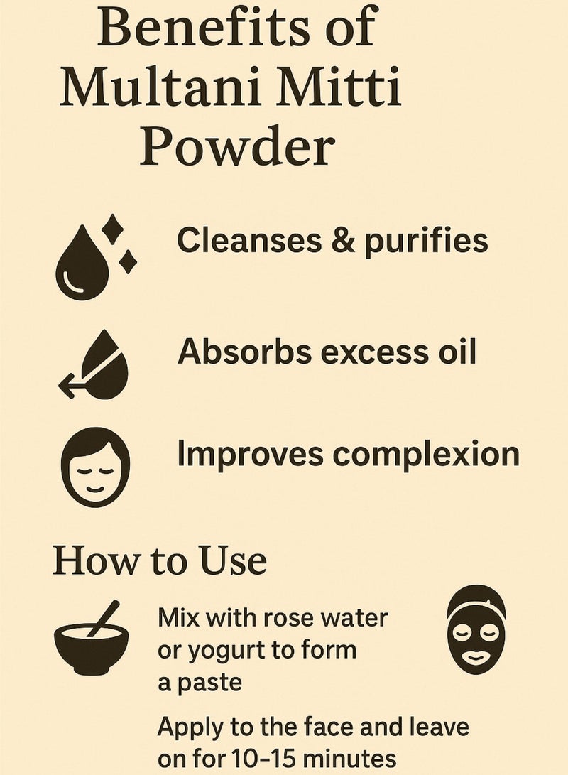 زهر مسحوق مولتاني ميتى النقي - فولرز إيرث الطبيعي - مسحوق طين طبيعي 100% عالي الجودة، مُفرز يدويًا - Image 4