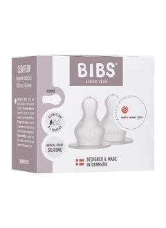 BIBS Pack Of 2 Baby Bottle Nipple Round Silicone, Slow Flow, 0 Months +  - Image 5
