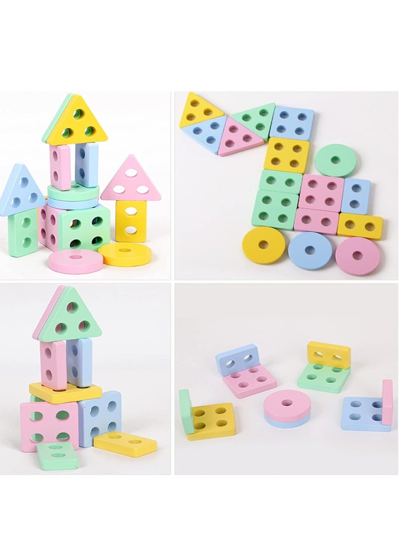 Kids Toys for 1+ 1 2 3 Year Old Boys Girls Wooden Montessori Toys Boy Age 1-2-3 Stacking Shape Blocks Sorter Toy Birthday Gifts for 6 12 18 24 Months Babies Puzzle Game Toy for 1-3 Years Old Toddlers  - Image 4
