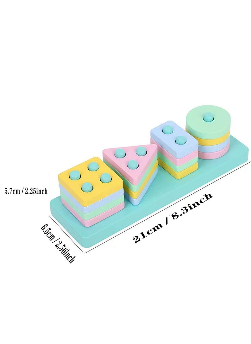 Kids Toys for 1+ 1 2 3 Year Old Boys Girls Wooden Montessori Toys Boy Age 1-2-3 Stacking Shape Blocks Sorter Toy Birthday Gifts for 6 12 18 24 Months Babies Puzzle Game Toy for 1-3 Years Old Toddlers  - Image 5