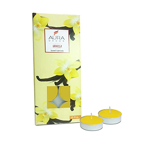 AURA DECOR AuraDecor Vanilla Scented Tealight Candles Pack of 10 | 3-Hour Burn Paraffin Wax Lights for Home Decor, Spa, Relaxation & Festive Decor - Image 5