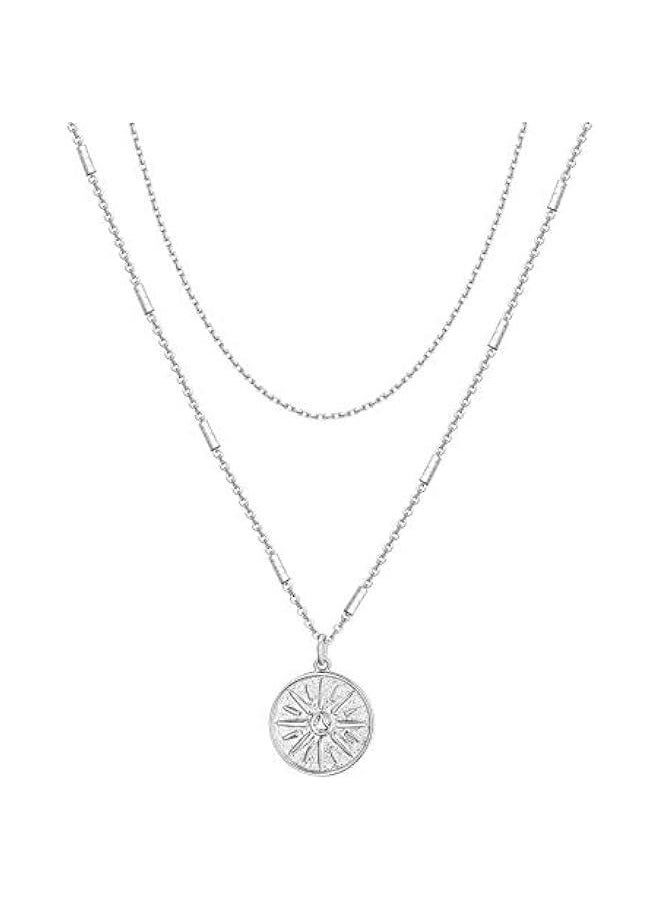 PAVOI - 14K Gold Plated Layering Necklaces | Stylish Minimalist Design Pendant Necklaces | Bar, Circle, Lotus, Disc, Dog Tag, Horizontal Bar Pendants for Women - Image 1