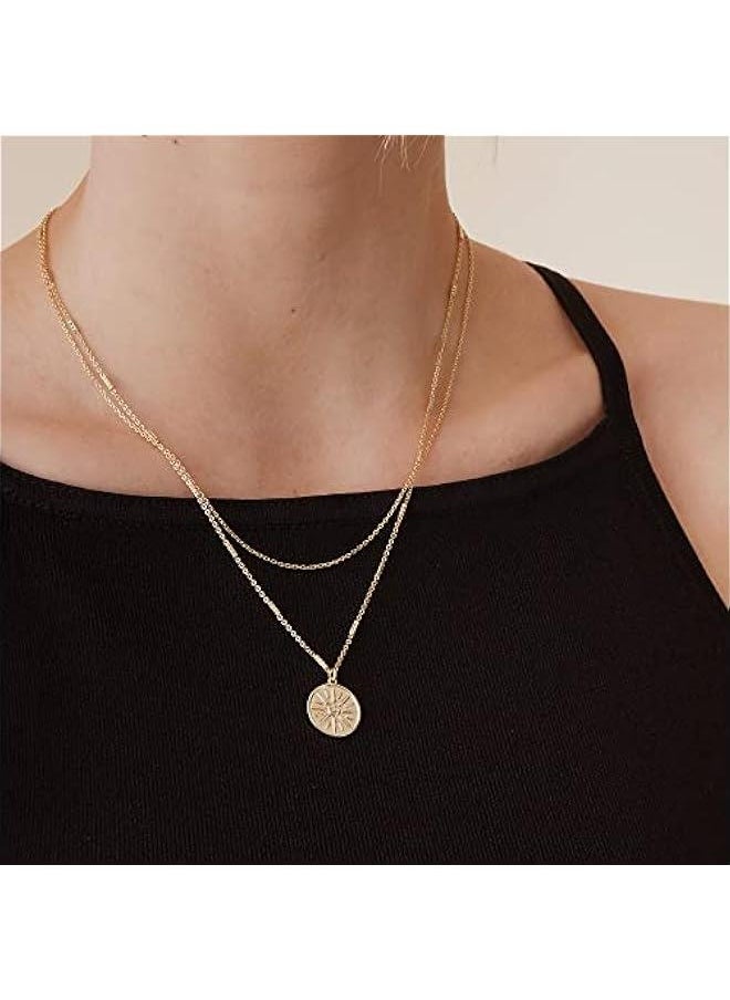 PAVOI - 14K Gold Plated Layering Necklaces | Stylish Minimalist Design Pendant Necklaces | Bar, Circle, Lotus, Disc, Dog Tag, Horizontal Bar Pendants for Women - Image 1