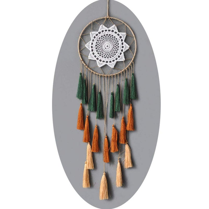 أحلام الصيد للفتيات المراهقات ديكور غرف النوم بوهيمية كروشيه شمس زهور غابة تقليدي مزمار أحلام لتزيين غرف الأولاد حفلات استقبال الأطفال سرير الأطفال باللون الذهبي والأخضر والبرتقالي