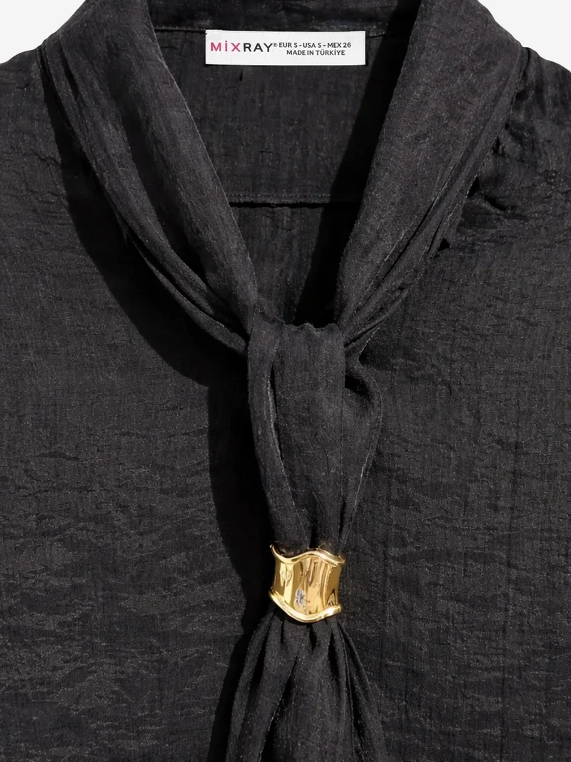 ميكسراي MIXRAY V-Neck Tie Detail Blouse
