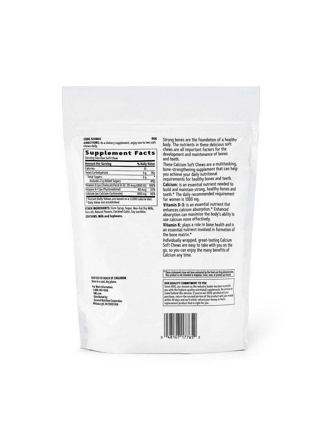 GNC Calcium 600mg Supplement, Supports Strong Bones, Caramel, 60 Servings - Image 2