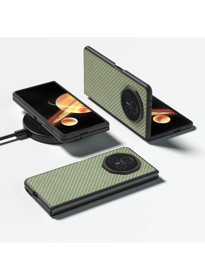 The Bros Phone Case For Honor Magic V3 Black Frame Carbon Fiber Texture PU Phone Phone Case  - Image 2
