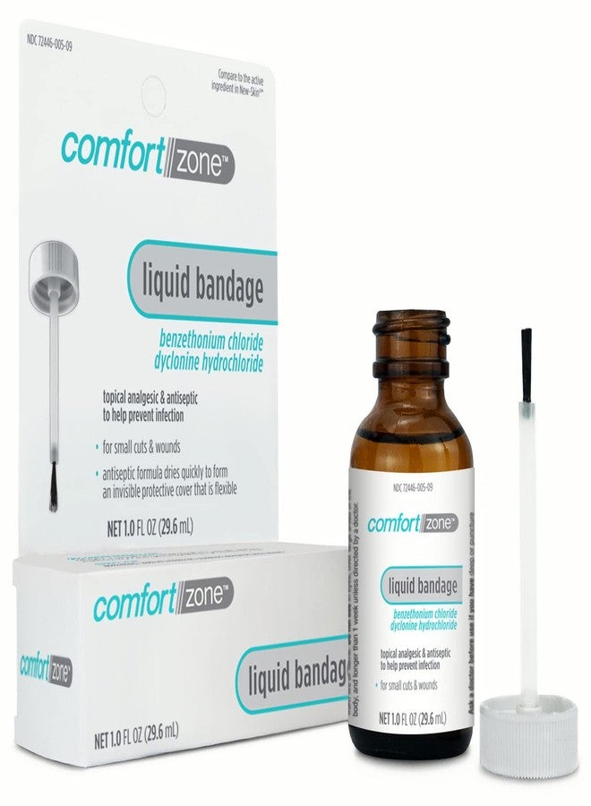كومفورت زون ضمادة سائلة للبشرة، مسكن موضعي ومطهر، حاجز واقي للجلد للجروح والخدوش الصغيرة، ضمادة سائلة سهلة الاستخدام للأصابع المتشققة والمناطق المصابة الأخرى، 1 أونصة (عبوة من 3 قطع) - Image 2