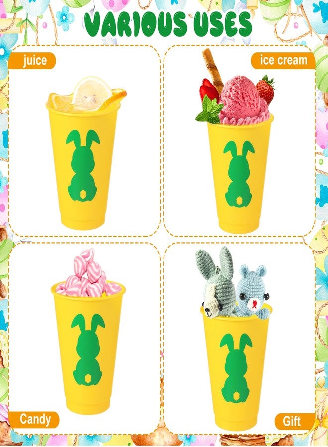 Suttmin 24 Set Easter Cups with Lids and Straws 16 oz Plastic Bunny Reusable Rabbit Cups Bulk Spring Easter Party Supplies for Kids Adults - Image 4