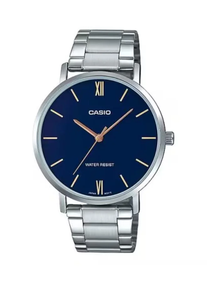 كاسيو Men's Analog Display Watch With Silver Stainless steel Strap - MTP-VT01D-2B