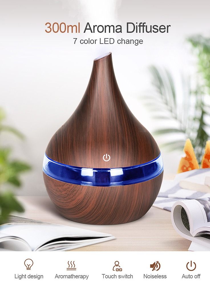 مرطب  الهواء  يعمل بالموجات فوق الصوتية - 7 ألوان LED 300 مل