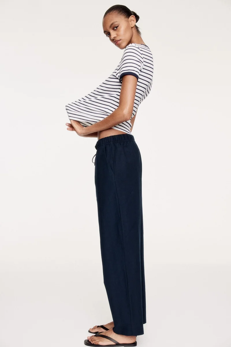 اتش اند ام Linen-blend drawstring trousers