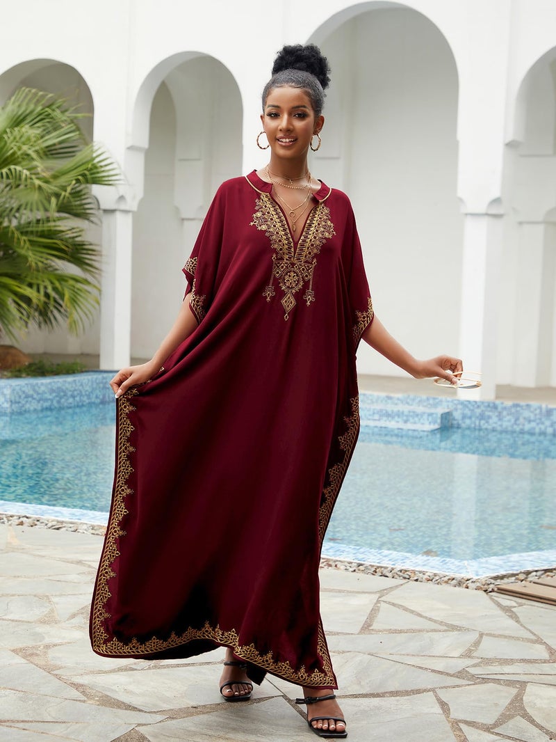IMAGEKOPE Kaftan Dresses for Women Swimsuit Coverup Plus Size Beach Caftan Cover Ups for Swimwear Embroidery - Image 4