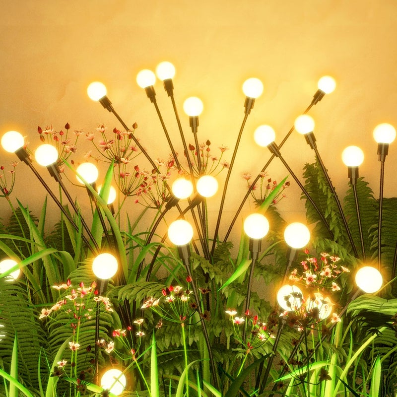 Flumy Solar Garden Lights Outdoor 2 Pack 16 LED Firefly Lights Waterproof Garden Decorations for Yard Patio Pathway Lawn Outside Unique Gifts for Grandma Women Solar Decor Warm White