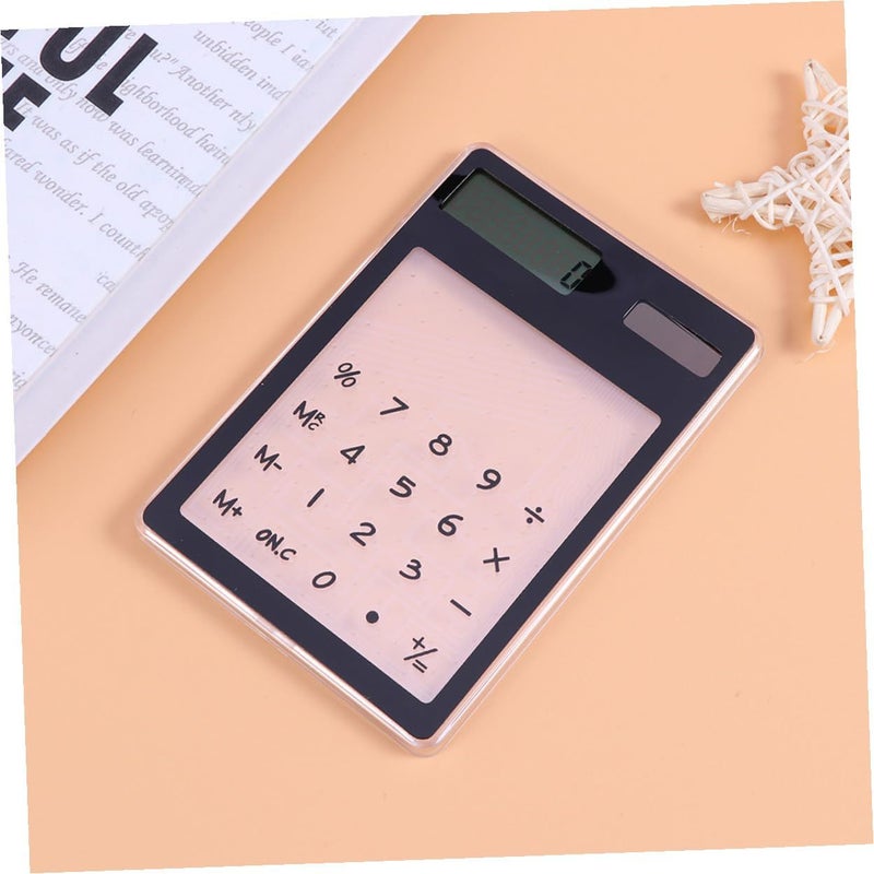 2 Pcs Ultra Thin Solar Calculator Transparent Touch Screen For Home Office School Red Black - Image 4