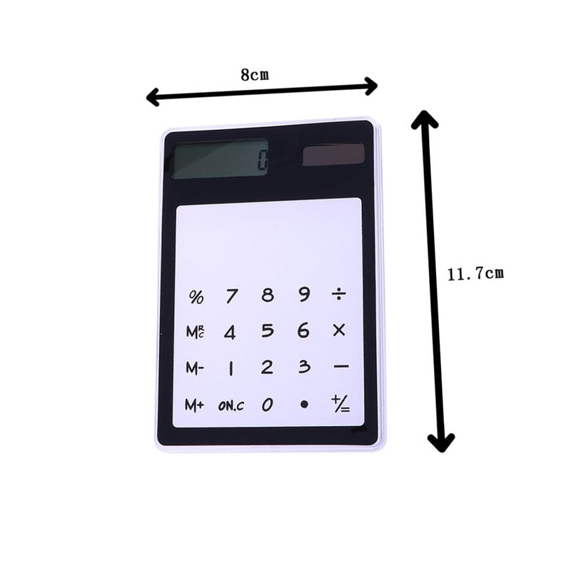 2 Pcs Ultra Thin Solar Calculator Transparent Touch Screen For Home Office School Red Black - Image 3