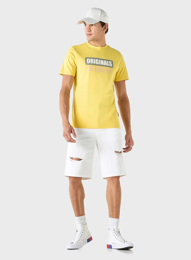 لي كوبر Lee Cooper Logo Print T-shirt with Short Sleeves