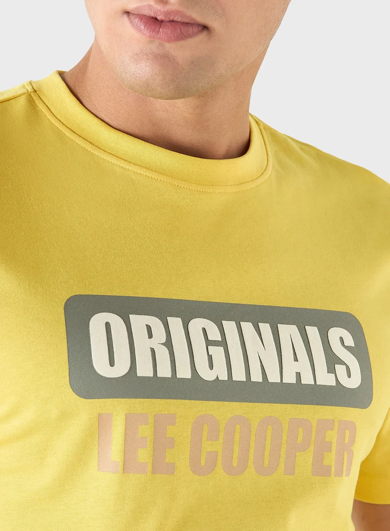 لي كوبر Lee Cooper Logo Print T-shirt with Short Sleeves