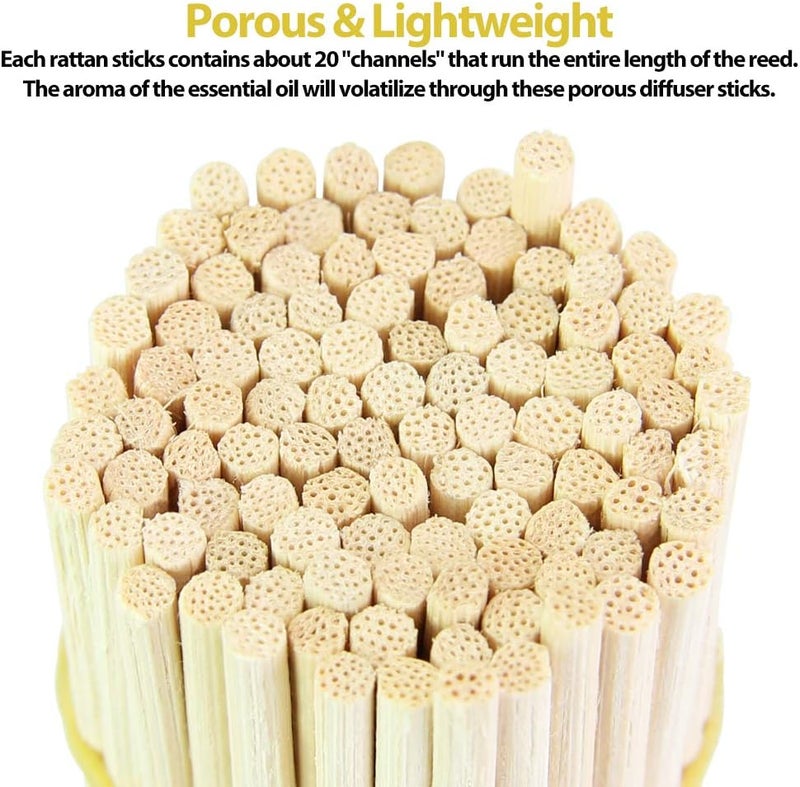 BUZIFU 100 Pcs Reed Diffuser Sticks Wood Rattan Fragrance Diffuser Oil Aroma Diffuser Sticks Refill Sticks Replacement Rattan Reed Sticks for Aroma Fragrance (30cm*3mm) - Image 3
