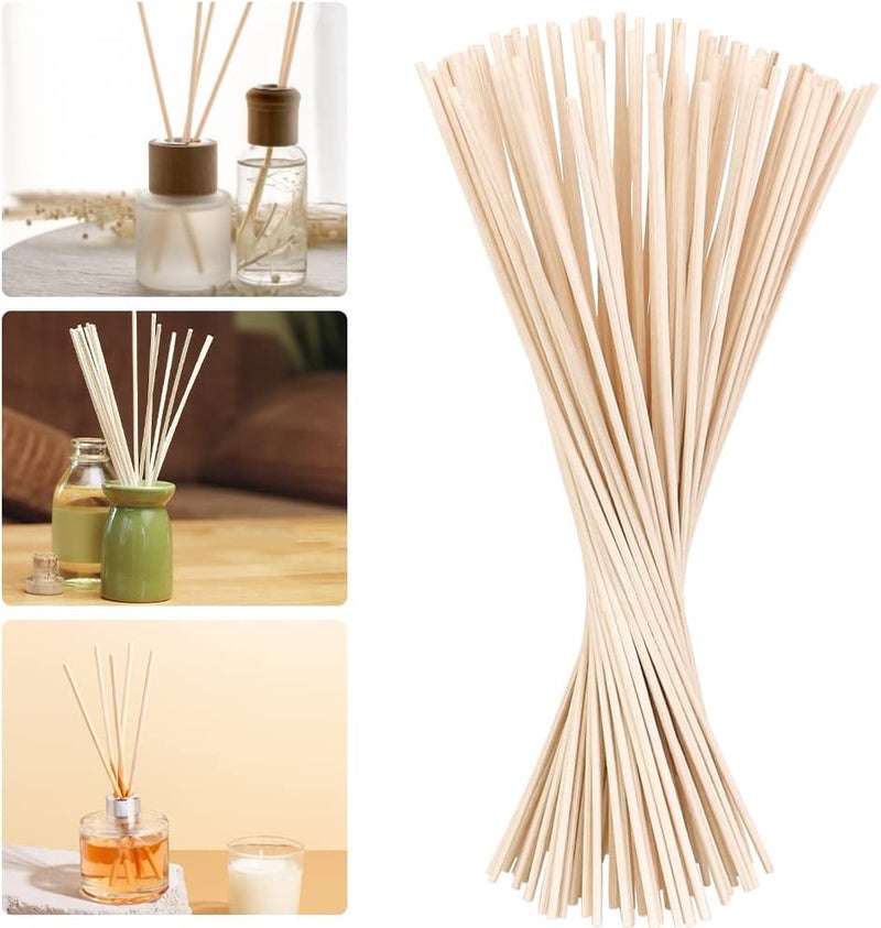 BUZIFU 100 Pcs Reed Diffuser Sticks Wood Rattan Fragrance Diffuser Oil Aroma Diffuser Sticks Refill Sticks Replacement Rattan Reed Sticks for Aroma Fragrance (30cm*3mm) - Image 1