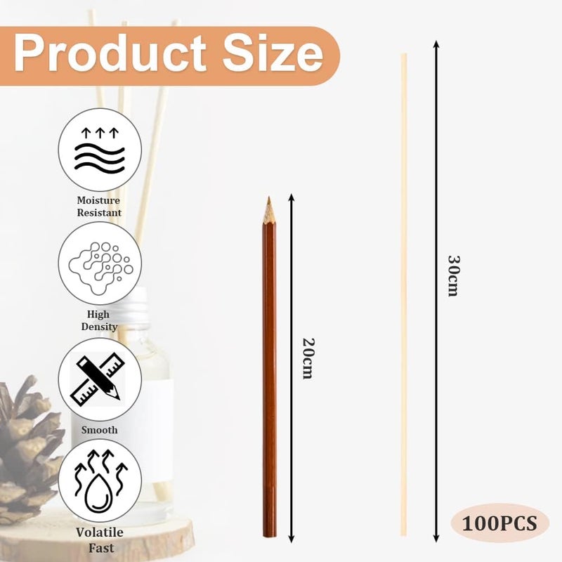 BUZIFU 100 Pcs Reed Diffuser Sticks Wood Rattan Fragrance Diffuser Oil Aroma Diffuser Sticks Refill Sticks Replacement Rattan Reed Sticks for Aroma Fragrance (30cm*3mm) - Image 2