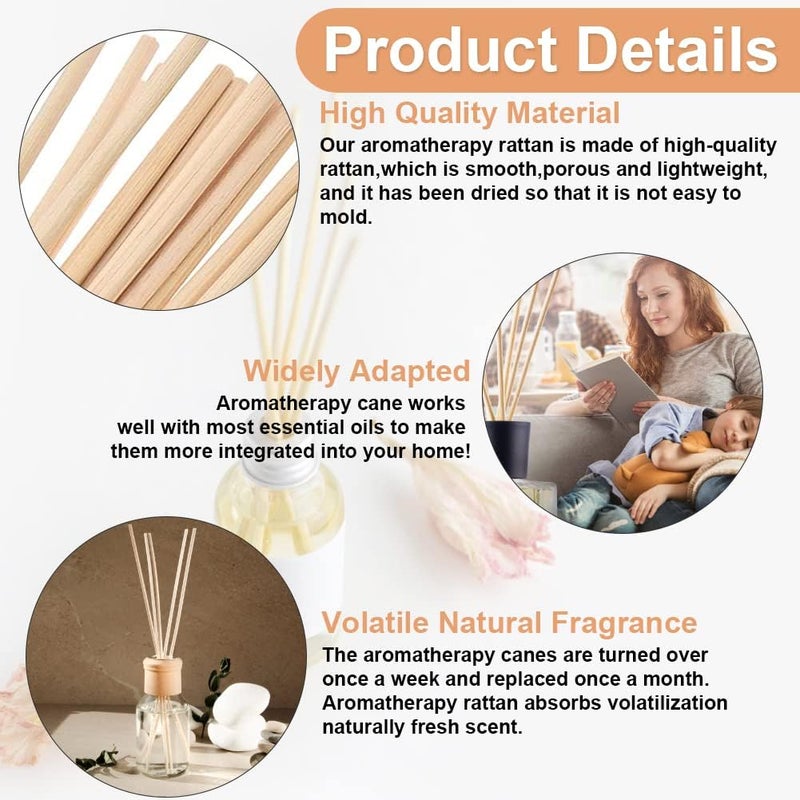 BUZIFU 100 Pcs Reed Diffuser Sticks Wood Rattan Fragrance Diffuser Oil Aroma Diffuser Sticks Refill Sticks Replacement Rattan Reed Sticks for Aroma Fragrance (30cm*3mm) - Image 4