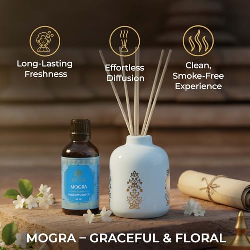 EKAM 2025–26 Festive Fragrance Gift Set | Reed Diffuser Set| Mogra | Inspired by Stone Palace | Flameless Alternative | Perfect for Festivals, Celebrations, Gifting, Wedding, Home Décor - Image 5