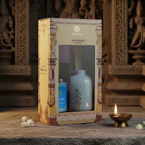 EKAM 2025–26 Festive Fragrance Gift Set | Reed Diffuser Set| Mogra | Inspired by Stone Palace | Flameless Alternative | Perfect for Festivals, Celebrations, Gifting, Wedding, Home Décor - Image 2