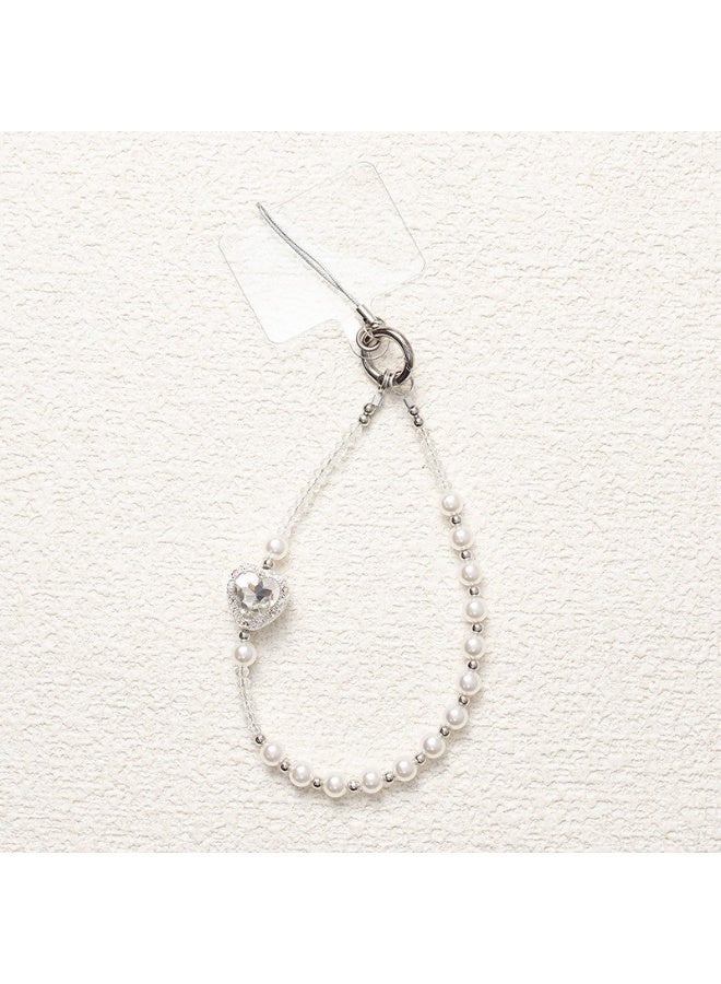 NIBEMINENT Beaded Phone Lanyard, Anti Lost Removable Wrist Strap, Love Bracelet Pendant, Phone Keychain Lanyard