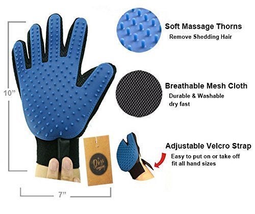 BSITFOW Cleaning Hair Brush Comb Animal Massage Hair Removal Dog Grooming True Touch Shedding Brush Bath Gloves Multicolor - Image 3