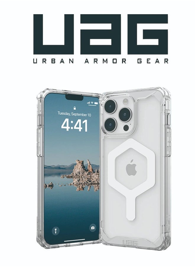 UAG Case Compatible with iPhone 13 Pro Max Case Plyo Ice/White Built-in Magnet Compatible with MagSafe Charging Rugged Anti-Yellowing Transparent Clear Protective Cover  - Image 1