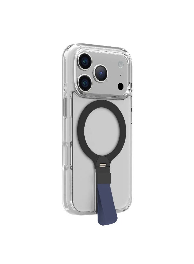 LEVELO iPhone 17 Pro Max MagSafe Spira Grip Case / Anti-Scratch Transparent Frame / 360° Rotating Metal Kickstand / Shock-Resistant Bumper / MagSafe Compatible / Built-In Kick Stand / Strong Magnets - Midnight Blue - Image 5