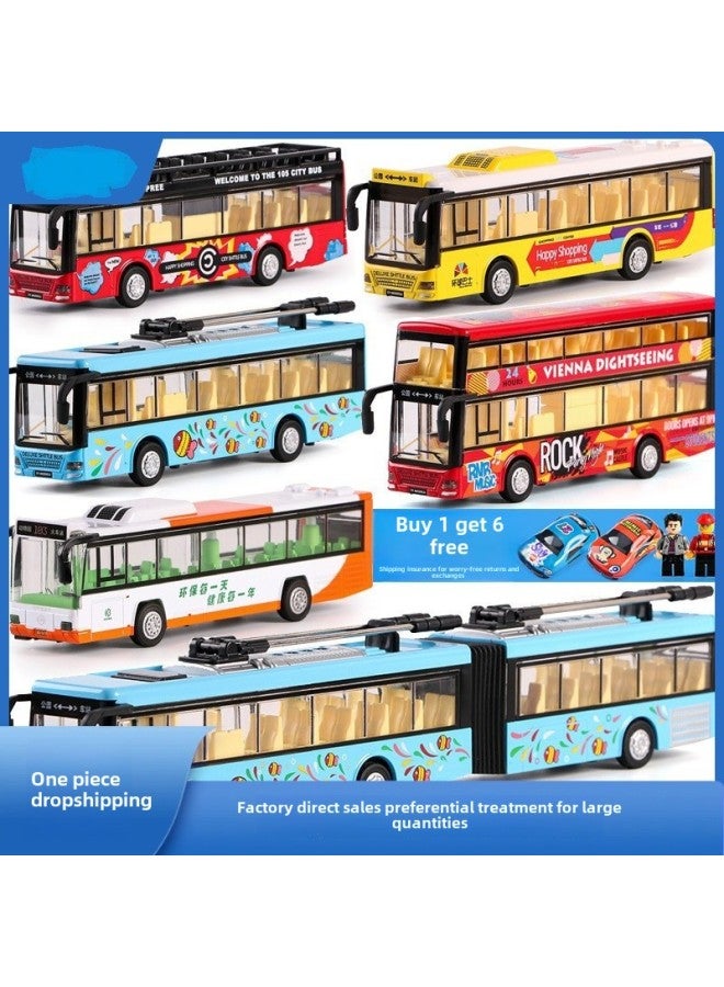 Large Double-decker Bus Toy Open Door Bus Model Kids Bus Boy Alloy Bus Play Special Olympics-Color:Gold Double Layer Luxury Bus♜  - Image 2