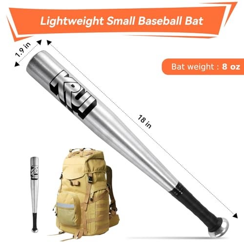 KRUI Aluminum Baseball Bat, 18 Inch Lightweight Bat for Tire Checker, Fish, Keeps in Home, Car, Backpack (Silver) - Image 4
