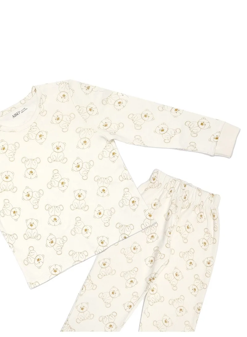 ترو كير AIKO- Infant Bear Print Long sleeve 2Pc Pyjama Set-18-24M