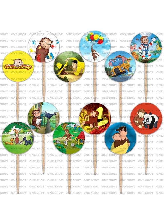ONE SHOT Curious George Cupcake Toppers Set of 12 - Image 1