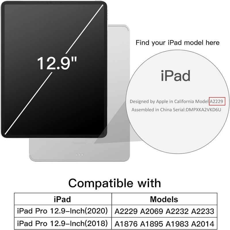 Jetech All environment compatible Case for iPad Pro 12.9-Inch (2020/2018 Model, 4th/3rd Generation), Compatible with Pencil, Cover Auto Wake/Sleep (Black) Precision processed material - Image 2
