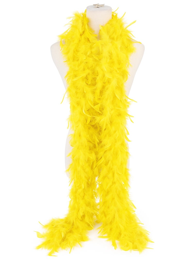 2-Meter Extra Fluffy Feather Boa - Vibrant Colors for Costumes, Parties, Dress-Up, & Crafts | Natural Feather Scarf for Adults & Kids-Yellow