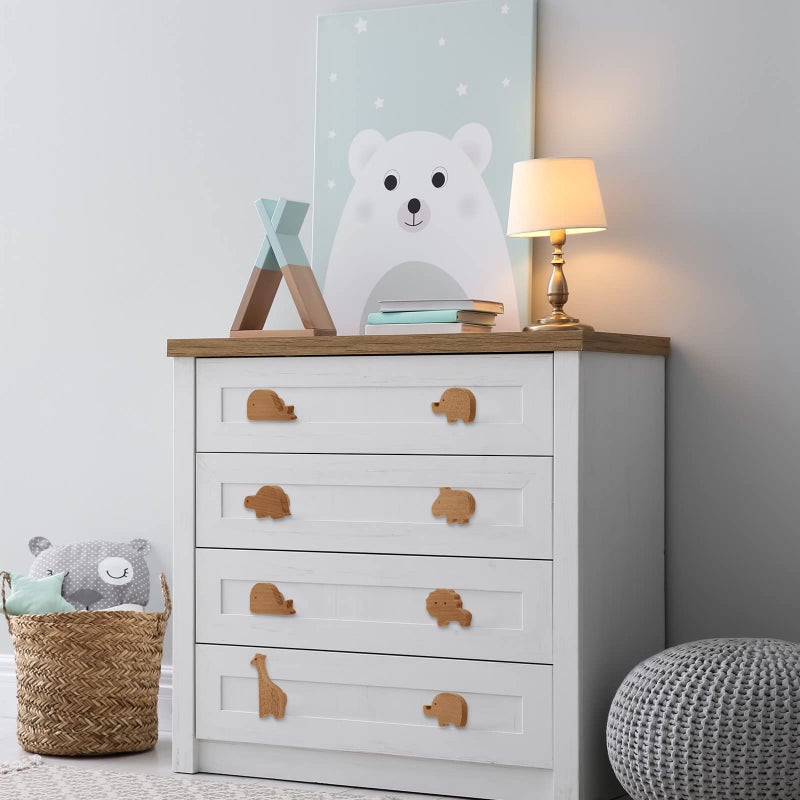 Qunclay Wooden Animal Cabinet Knobs Decorative Wood Dresser Knobs with Screws Dresser Pulls Marine Woodland Natural Wild Animals Pulls Handles Nursery for Home Furniture Decor(Zoo,12 Set) - Image 5