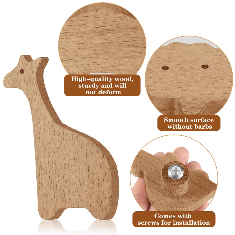 Qunclay Wooden Animal Cabinet Knobs Decorative Wood Dresser Knobs with Screws Dresser Pulls Marine Woodland Natural Wild Animals Pulls Handles Nursery for Home Furniture Decor(Zoo,12 Set) - Image 4