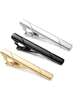 Generic Men's Tie Clips 3-Pack Classic Tie Tack Clips, Simple Metal Tie Bar - Black, Gold, Silver, For Wedding, Business, And Daily Use  - Image 1