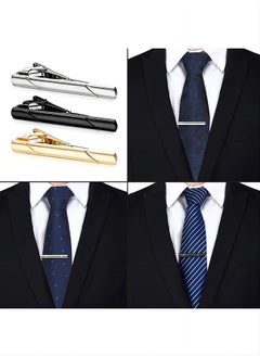 Generic Men's Tie Clips 3-Pack Classic Tie Tack Clips, Simple Metal Tie Bar - Black, Gold, Silver, For Wedding, Business, And Daily Use  - Image 3