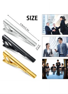 Generic Men's Tie Clips 3-Pack Classic Tie Tack Clips, Simple Metal Tie Bar - Black, Gold, Silver, For Wedding, Business, And Daily Use  - Image 4