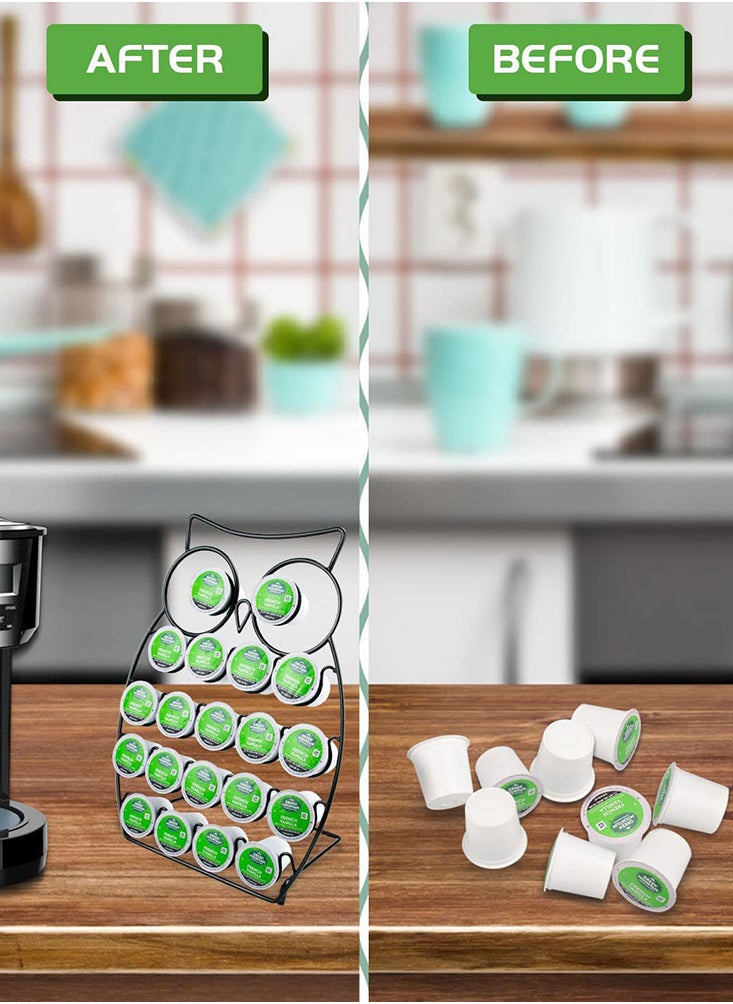 Perfii Coffee Capsule Holder Owl Design with 20 Pods Capacity, Neat and Convenient Coffee Pod Storage for Kitchen, Pantry Coffee Rack, Coffee Organizer  - Image 2