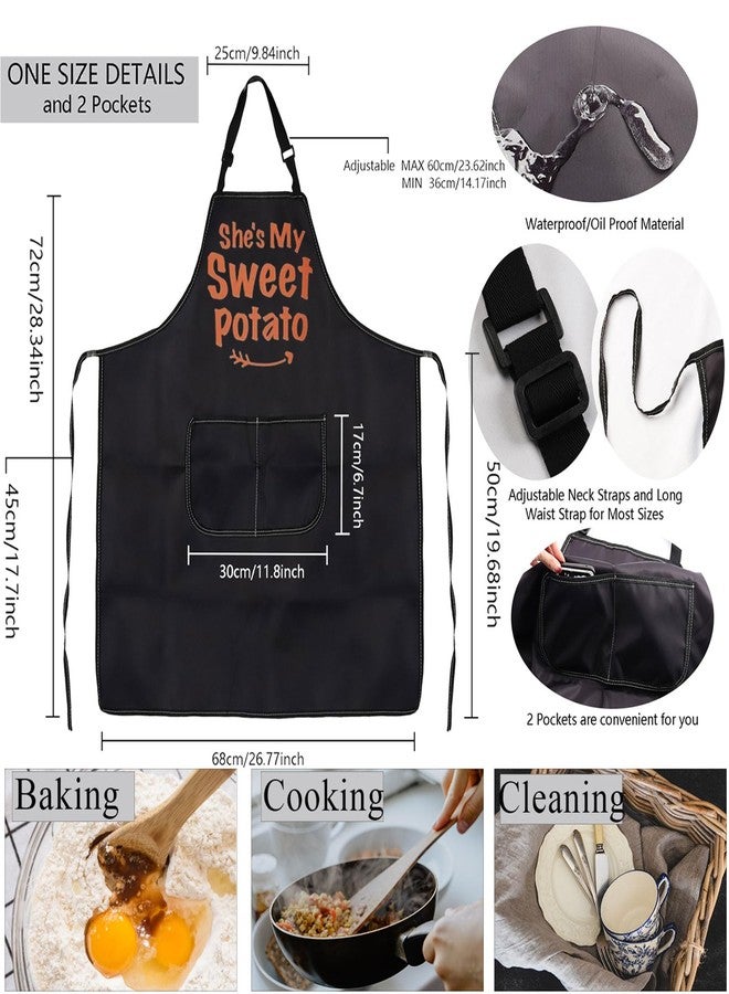 MBMSO Funny Couple Apron She's My Sweet Potato I Yam His and Her Matching Apron Bride and Groom Apron Mr and Mrs Wedding Gift (Sweet Potato A-sets), Standard - Image 4